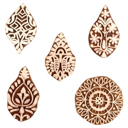 Set of 5 Piece New Mix Wooden Printing Block